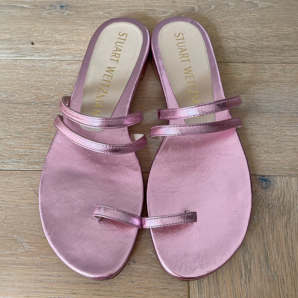 Stuart Weitzman pink metallic sandals
